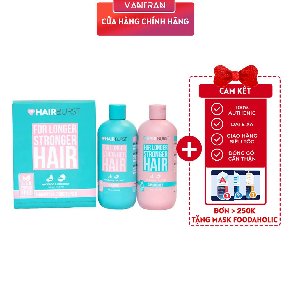 Set Hairburst Gội Xả For Longer Stronger Hair Kích Thích Mọc Tóc (Dầu Gội 350ml + Dầu Xả 350ml)