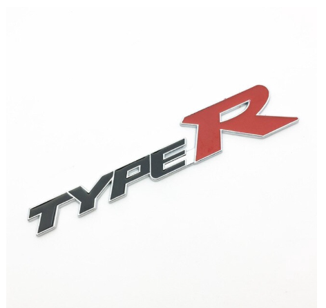 Decal Miếng Dán Kim Loại 3D Logo chữ Type R  Biểu Tượng Huy Hiệu Phía Sau Đuôi Xe hơi ô tô Cho Honda