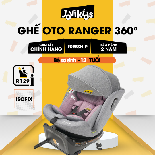 Ghế Ô Tô Jovikids Ranger xoay 360 - i-size R129 + Isofix (cho bé cao 40 - 150 cm)