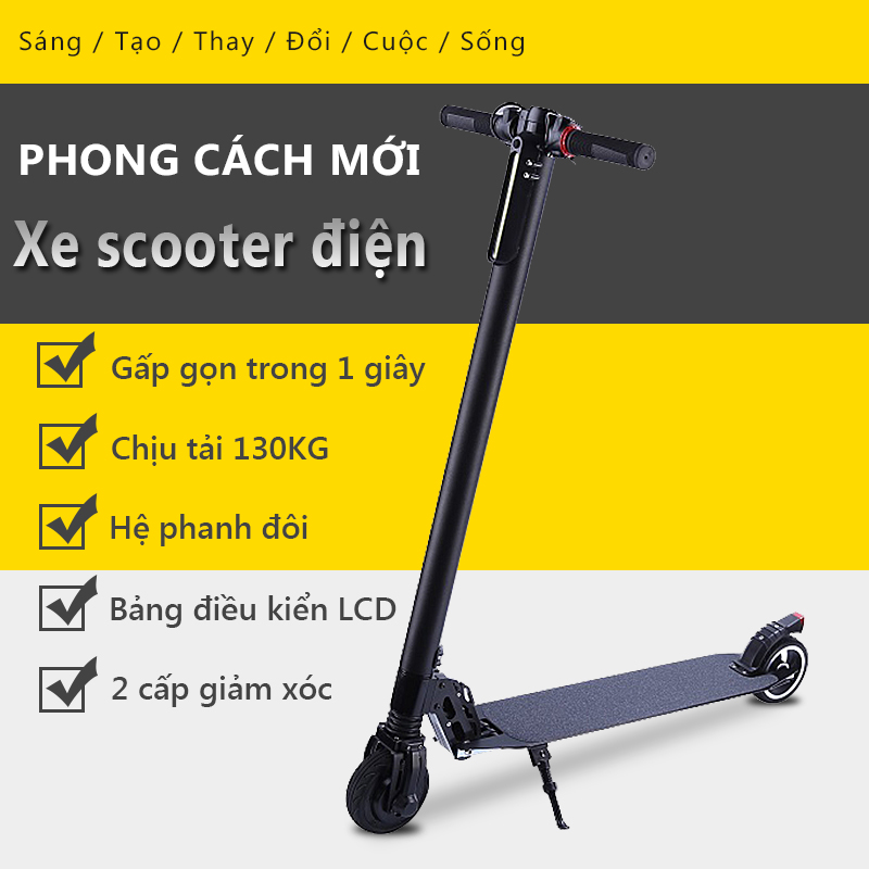 Xe scooter điện, Scooter điện xếp gọn s8 không yên, Xe trượt điện đa năng, Scooter điện, xe điện trợ lực