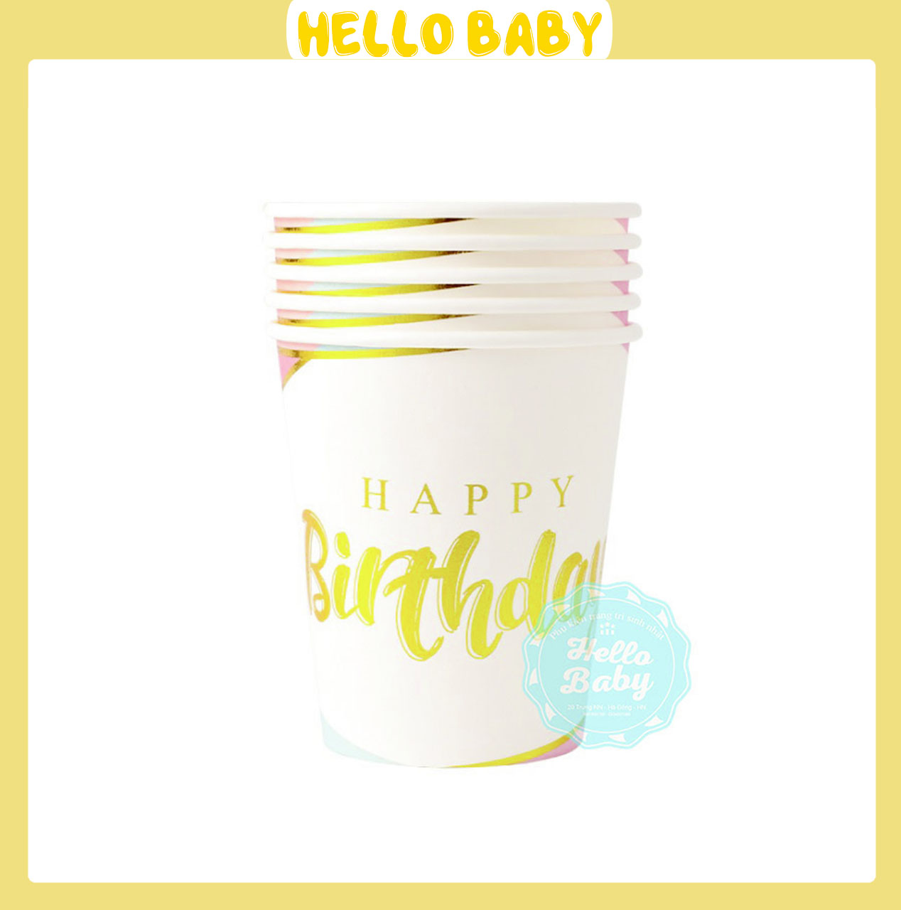 Set 10 chiếc cốc giấy in chữ Happy Birthday trang trí sinh nhật - Party (250ml)