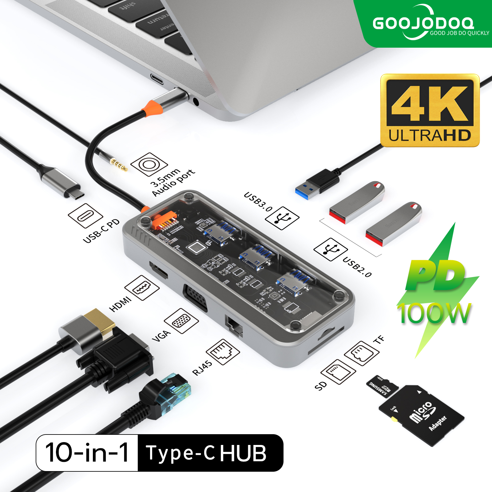 Bộ chuyển đổi Hub Goojodoq Active Type C 6 trong 1 Bộ chuyển đổi