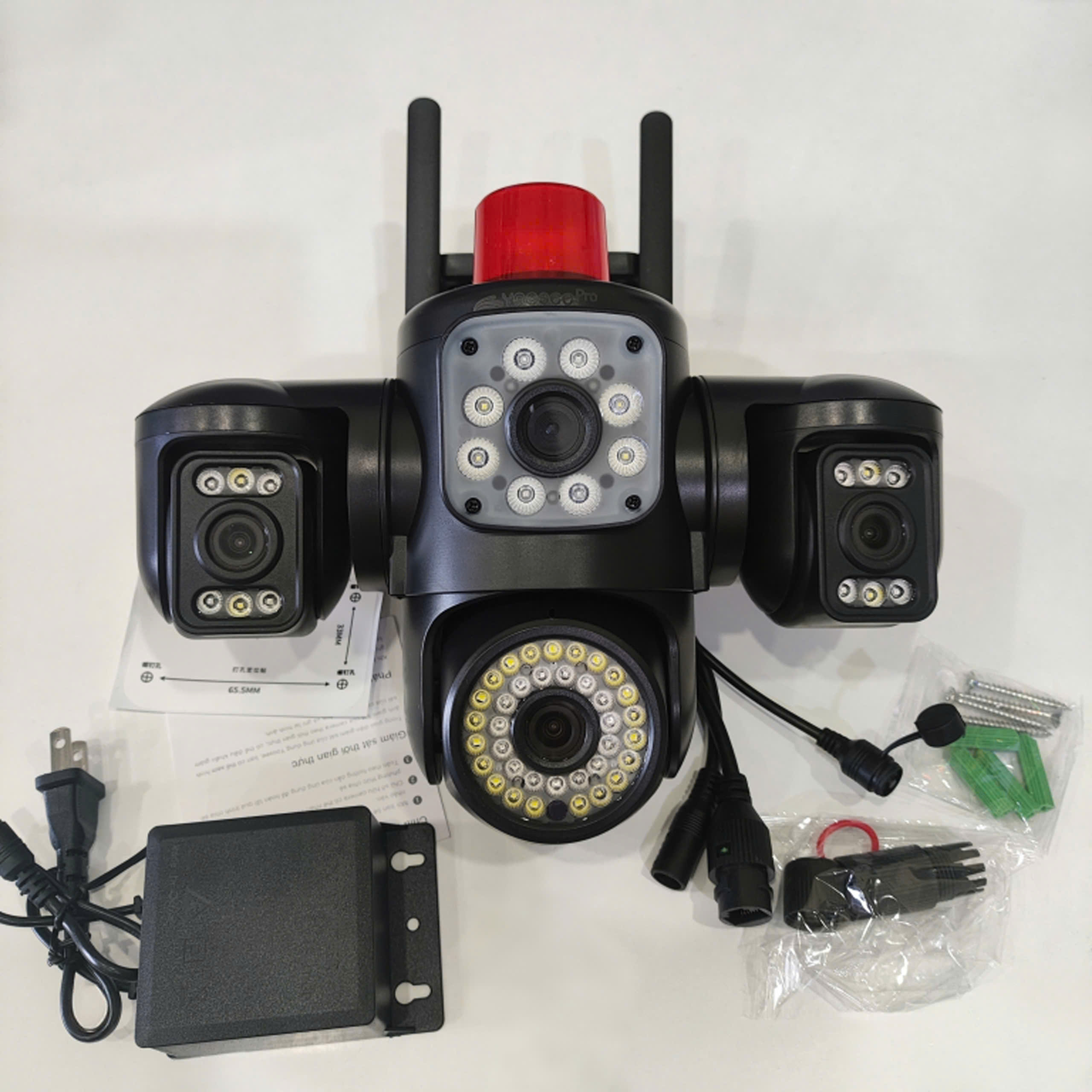 Camera Yoosee F56 4 mắt 3 khung hình đèn đỏ cảnh báo ghi hình rõ nét cả ngày lẫn đêm.