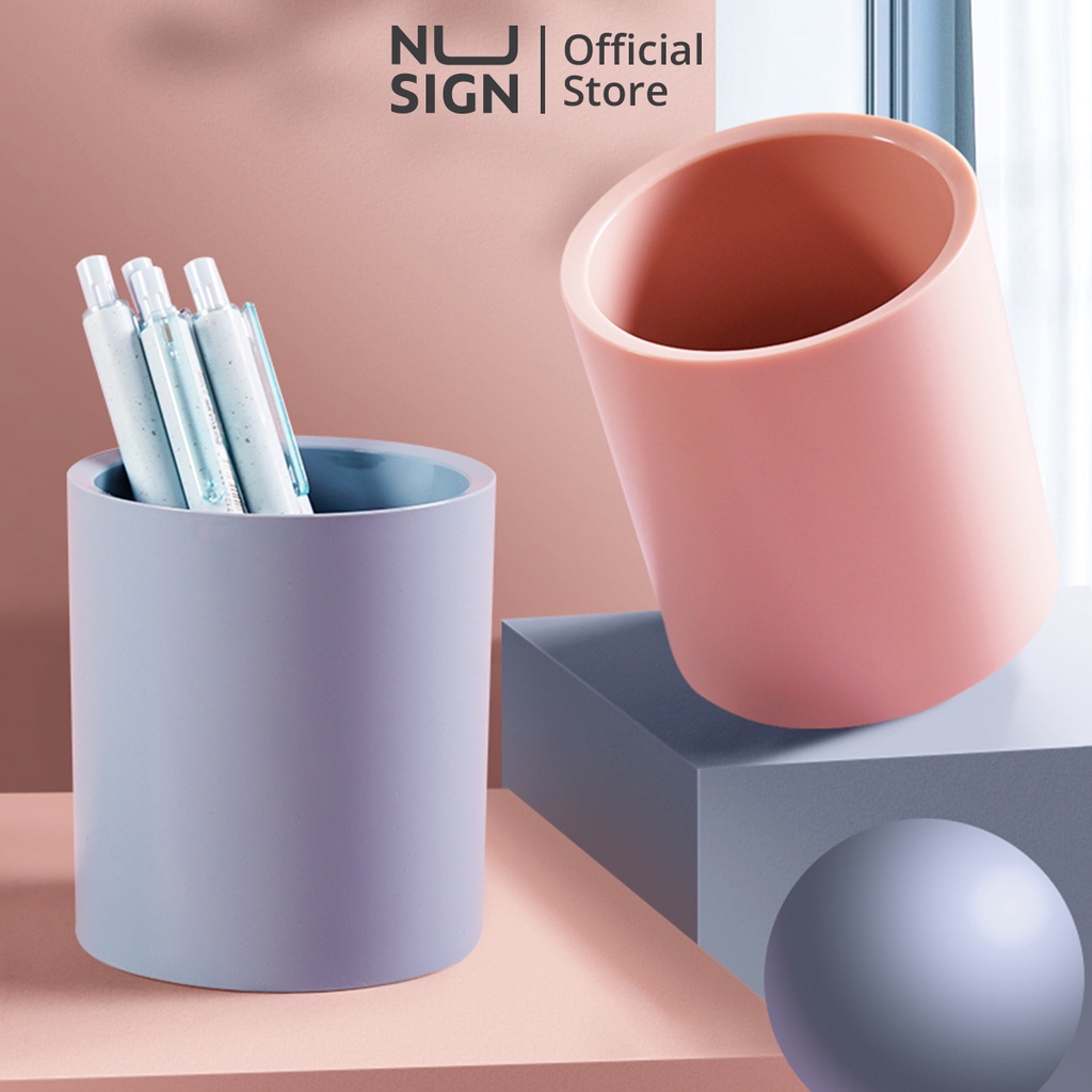 Ống cắm bút để bàn Nusign - Chất liệu nhựa cao cấp - Xanh dương/Hồng 1 chiếc - NS023