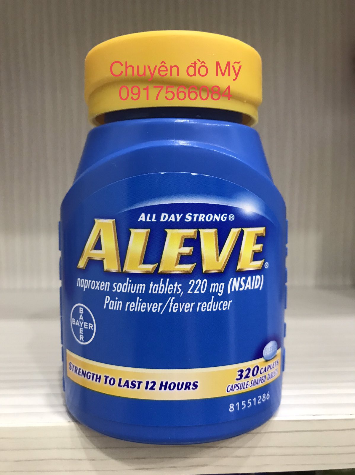 [Hcm]Hạ Sốt Giảm Đau Aleve 220Mg 320 Caplets Của Mỹ