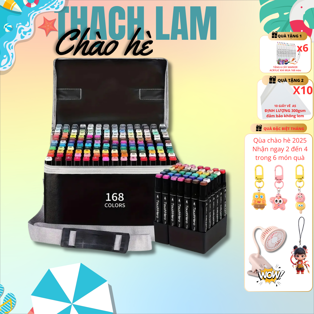 Hỏa Tốc Tặng 24 màu marker và Giấy 300gsm Bút Dạ Màu Marker Touch Hai Đầu 100/168/262 Màu Chuyên Ngh