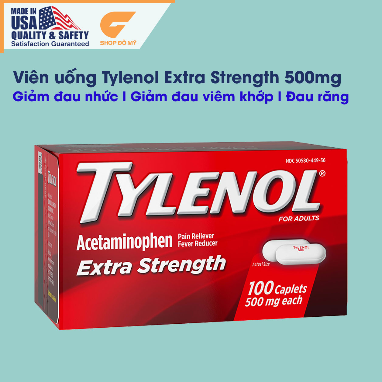 Tylenol_Mỹ Extra Strength 100 Viên Date 2025