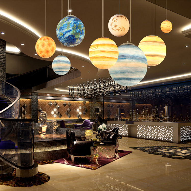 Đèn chùm thả trần mô hình trái đất sao hỏa 3D decor phòng ngủ cho trẻ em Đèn quả cầu vũ trụ treo thả