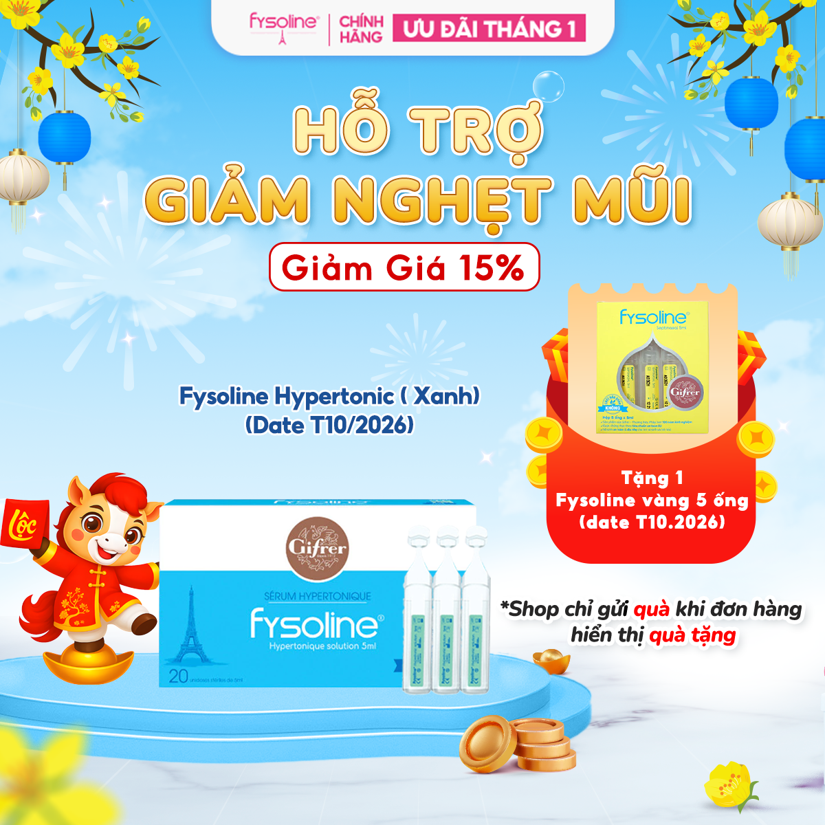 [Date T10/2026] Nước muối ưu trương FYSOLINE kháng khuẩn hỗ trợ viêm mũi nghẹt mũi dị ứng cho bé (Hộ