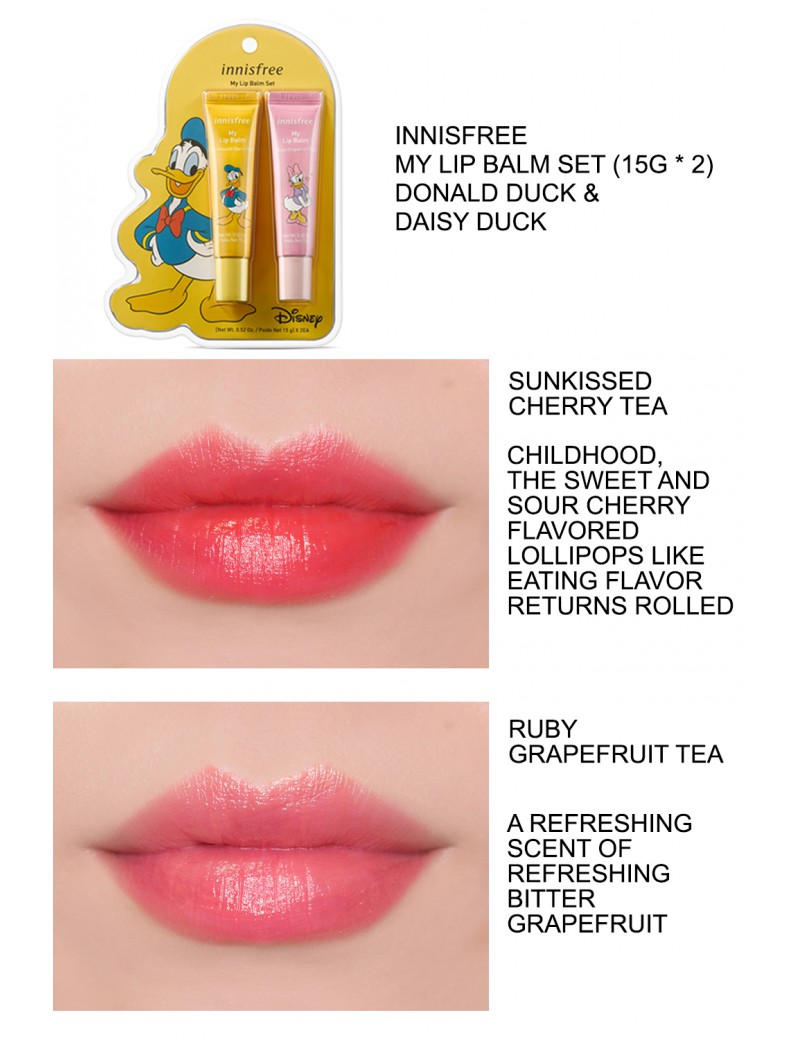 Bộ Sản Phẩm Son Dưỡng Môi Có Màu Innisfree My Lip Balm Donald Duck & Daisy Duck