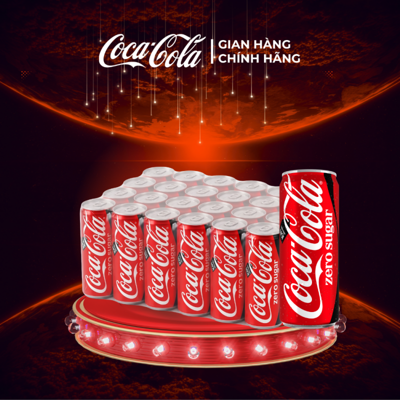 Thùng/Lốc 24 Lon Nước Ngọt Giải Khát Không Đường Coca-Cola Zero 320ml/Lon Sale 10.10 Coca-Cola Chính Hãng_LD