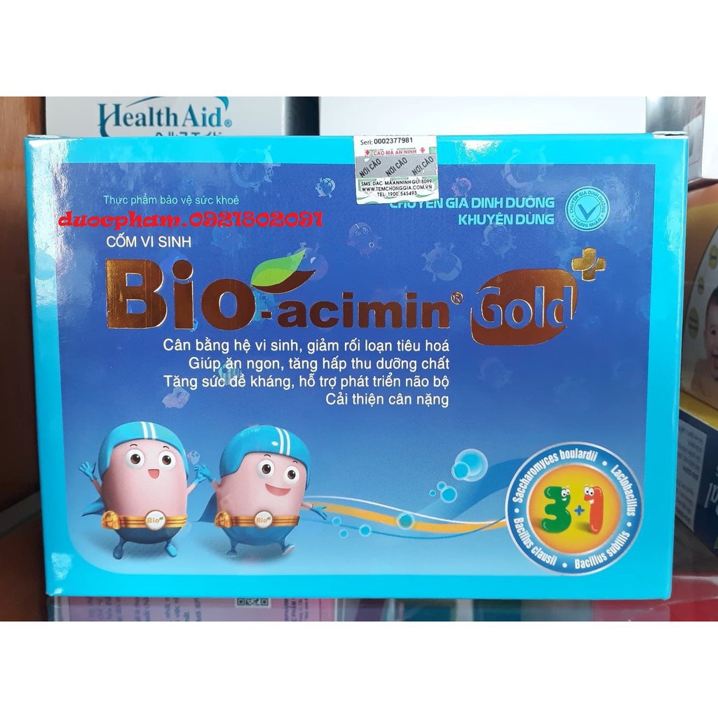 Bioacimin Gold Mẫu Mới Cốm Vi Sinh Cho Trẻ Biếng Ăn Hộp 30 Gói ( Bio Acimin) Dùng Pha Với Sữa Nước Hay Thức Ăn Của Trẻ (Không Dùng Với Nước Sôi)