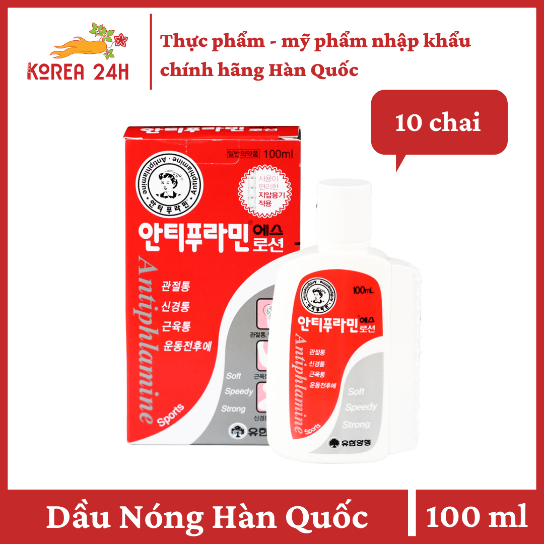 [Hcm]Dầu Nóng Hàn Quốc Antiphlamite (10 Chai X 100Ml)