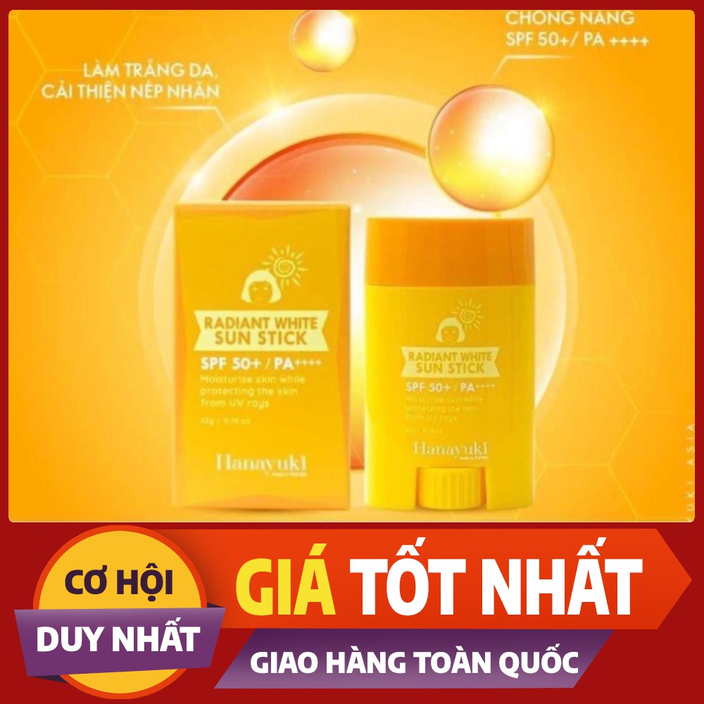 [Hcm]* Freeship * [Sale Sốc ] Kem Chống Nắng Dạng Thỏi Hanayuki Radiant White Sun Stick Spf 50+ Chính Hãng 100%