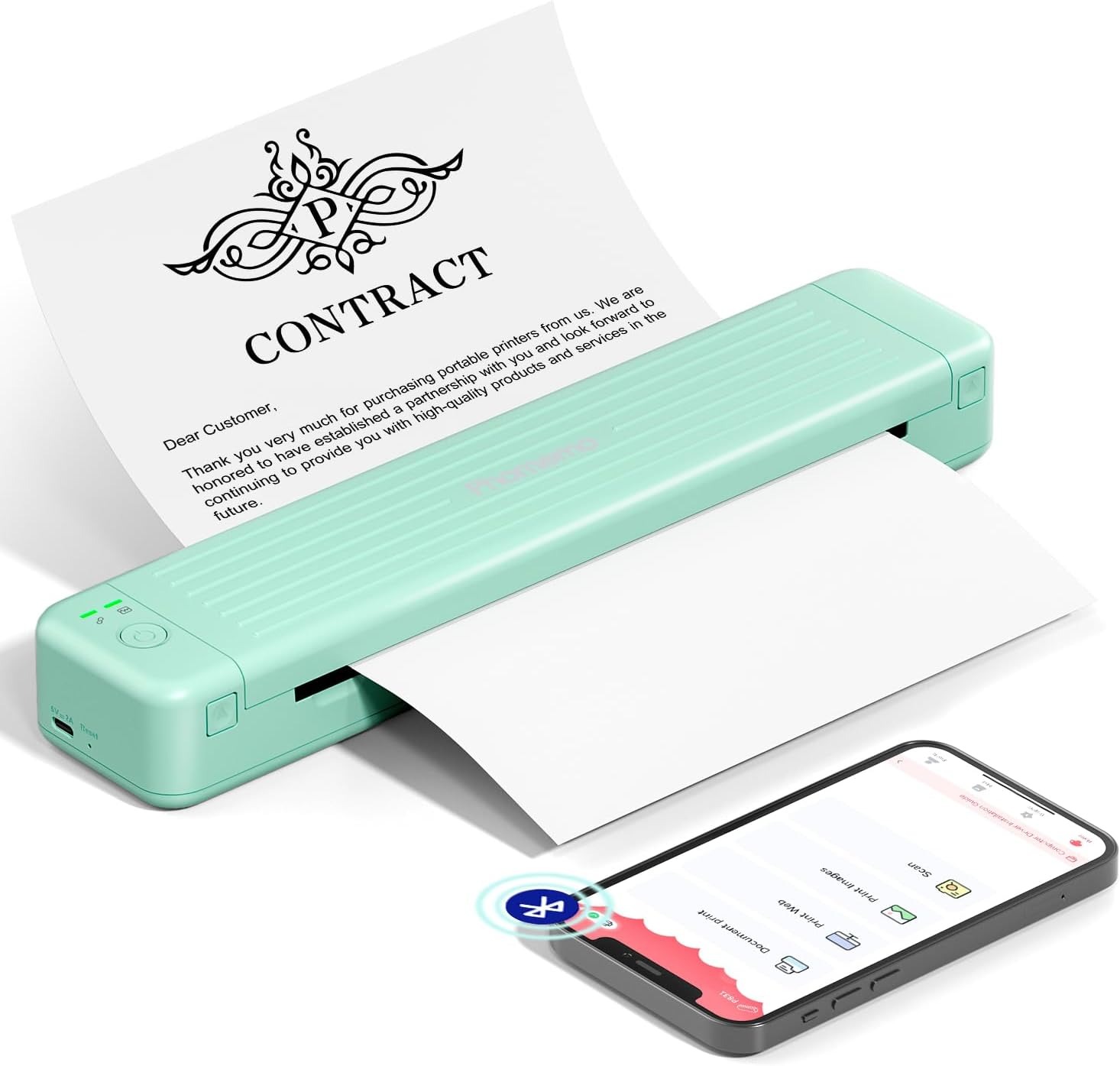 Máy In Nhiệt Mini Khổ A4 Di Động Phomemo P831-In giấy A4/A5/B5 thường- Kết nối Bluetooth in trực tiế