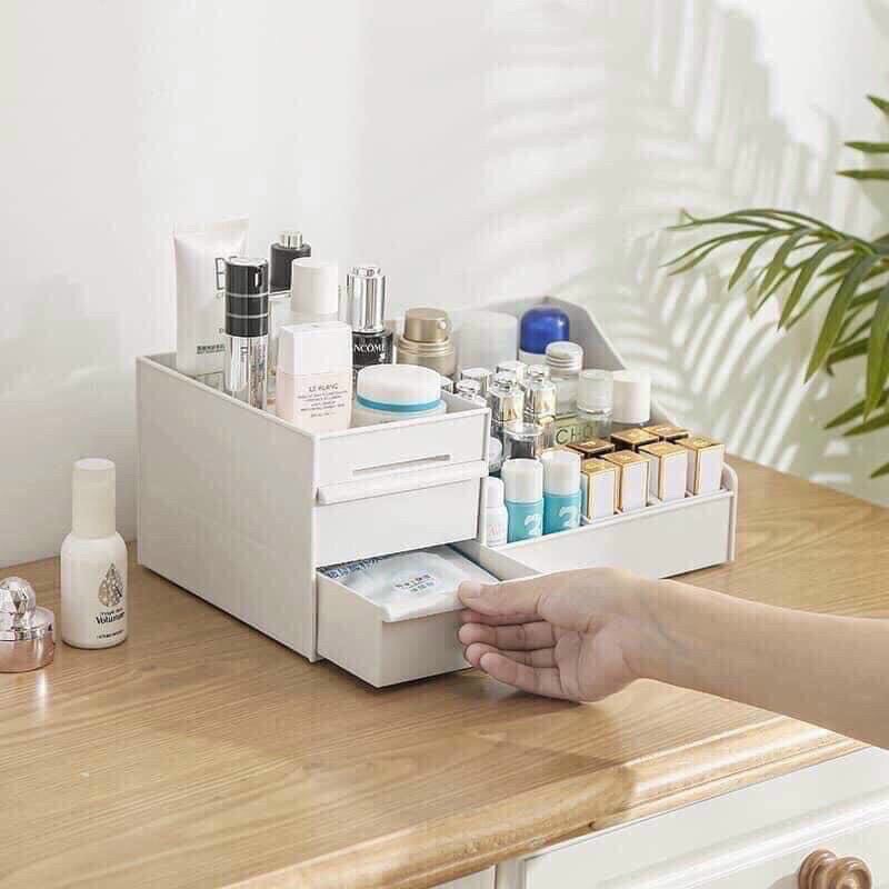 Kệ đựng mỹ phẩm 3 tầng - Tủ đựng đồ trang điểm mini có ngăn kéo tiện dụng