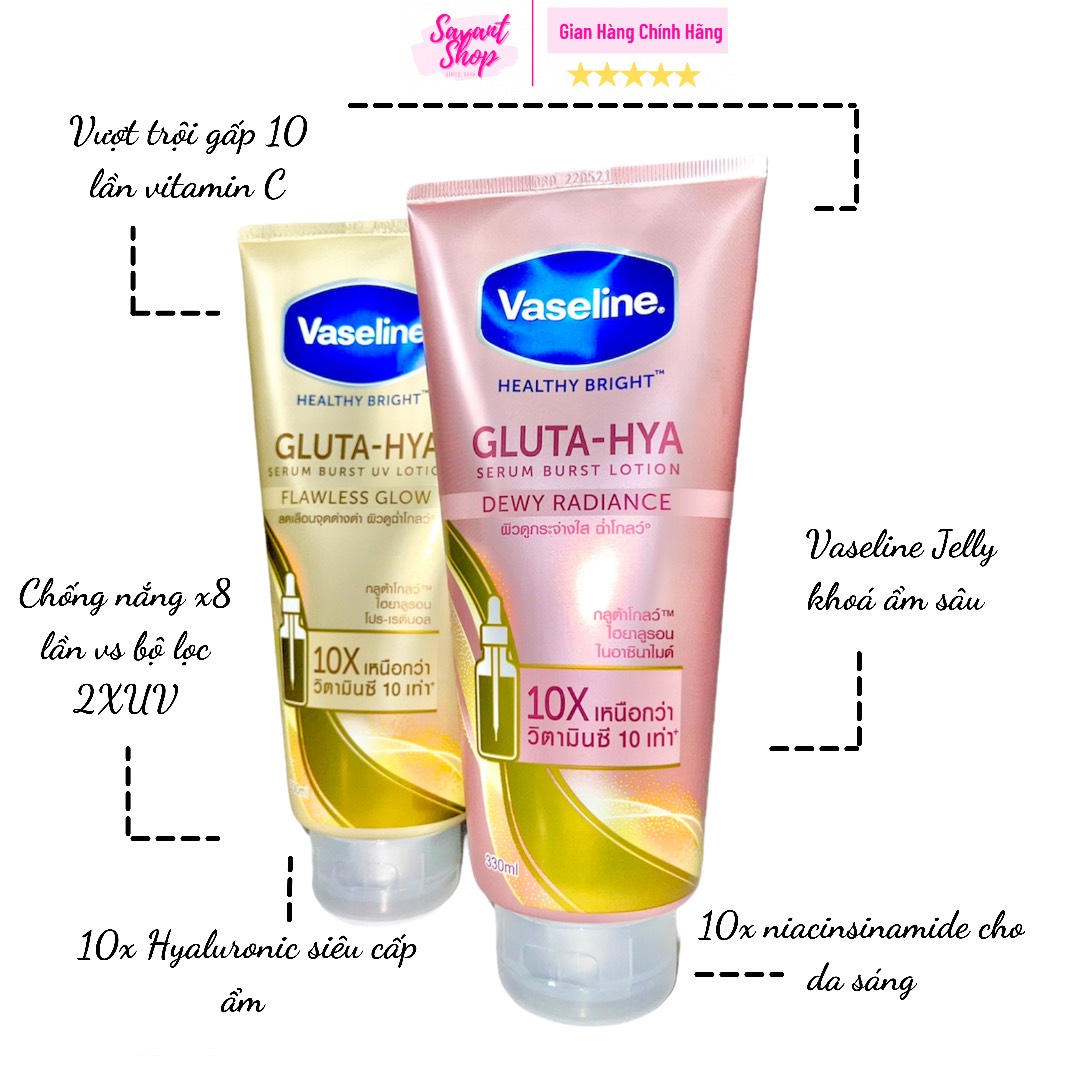 Sữa Dưỡng Da Vaseline 10X Serum Gluta-Hya Thái Lan Làm Trắng Da 350ml - Savant Shop