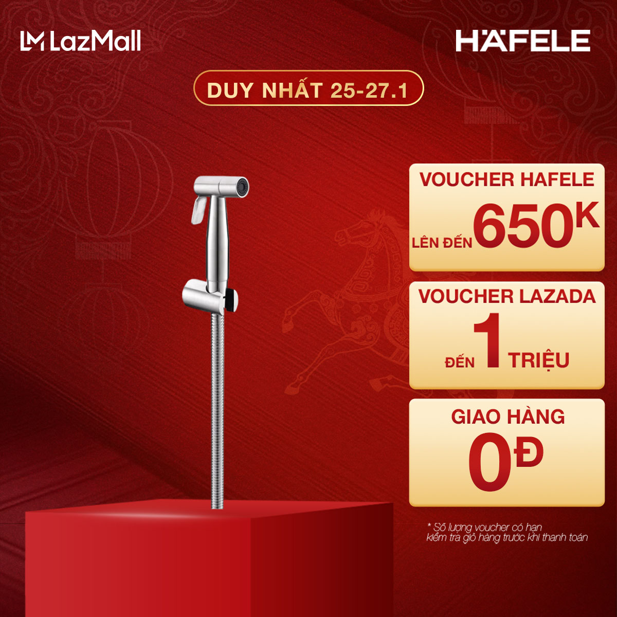 [New] Vòi xịt vệ sinh Hafele có giá đỡ và dây sen 120cm 485.95.032