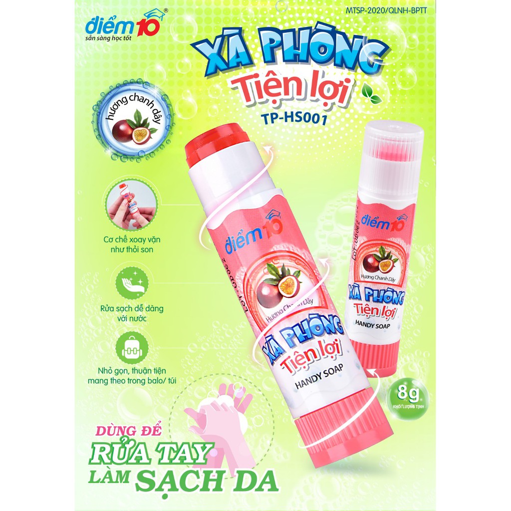 [HCM]Xà phòng (xà bông) Thiên Long tiện lợi (vỉ 1 thỏi) cam kết hàng đúng mô tả chất lượng đảm bảo không chứa hóa chất độc hại an toàn cho trẻ em