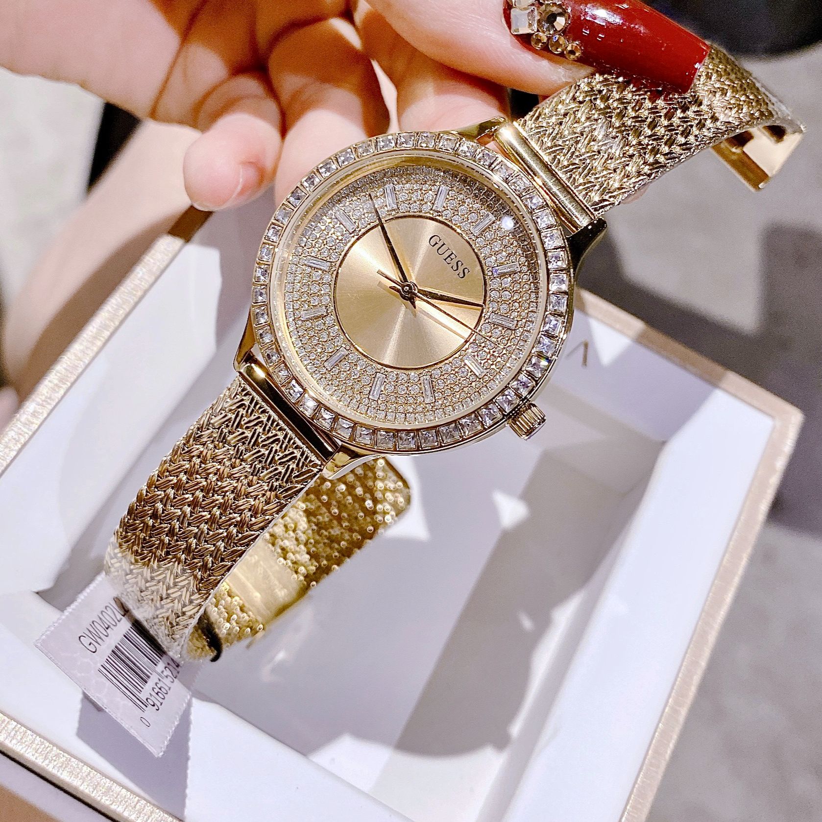 Đồng hồ đeo tay nữ dây kim loại cao cấp chống nước Guess size 36mm fullbox  shop kiwi