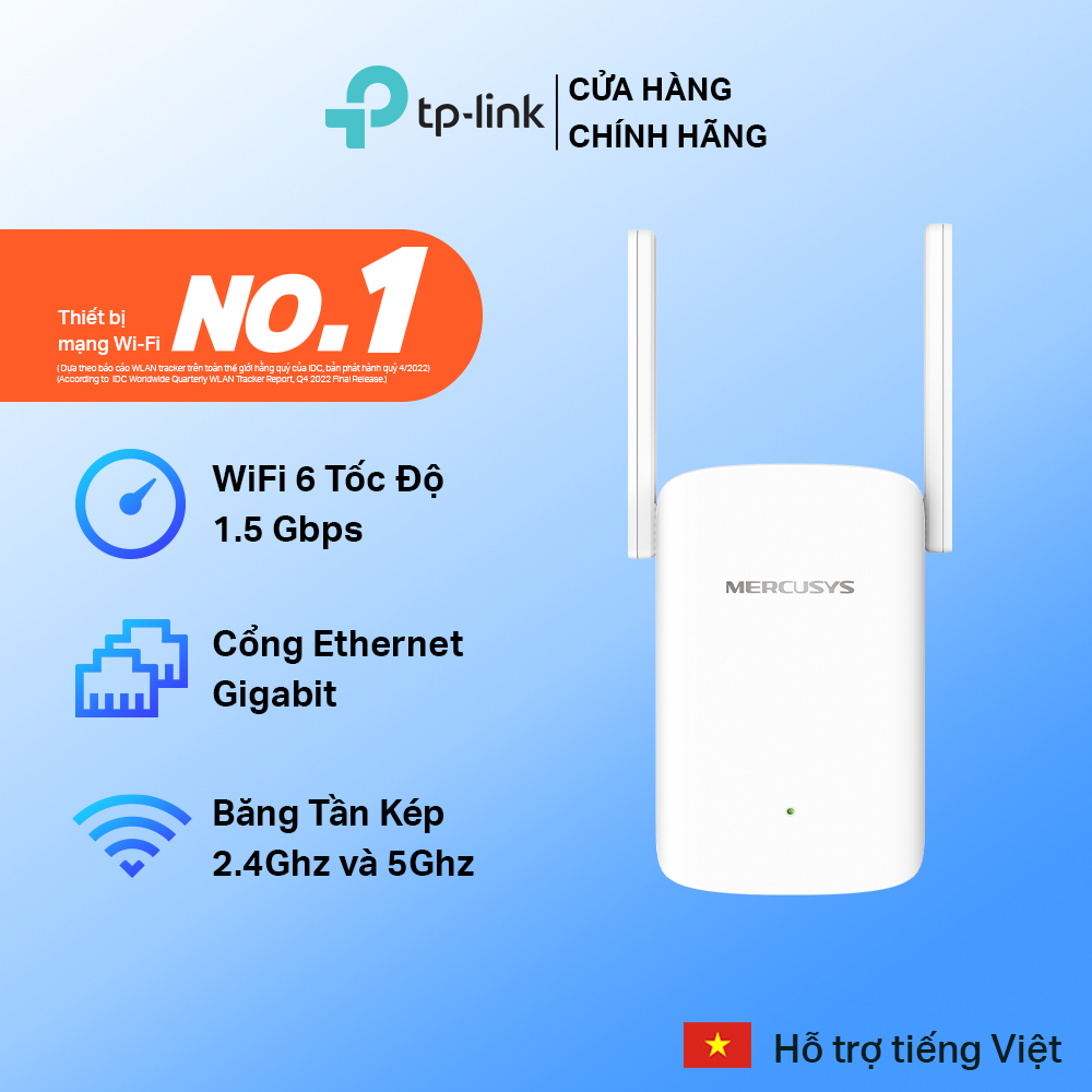 Bộ mở rộng sóng Wi-Fi 6 Mercusys ME60X AX1500 | Tăng Cường Và Mở Rộng Sóng Wi-Fi Nhanh Hiệu Suất Cao