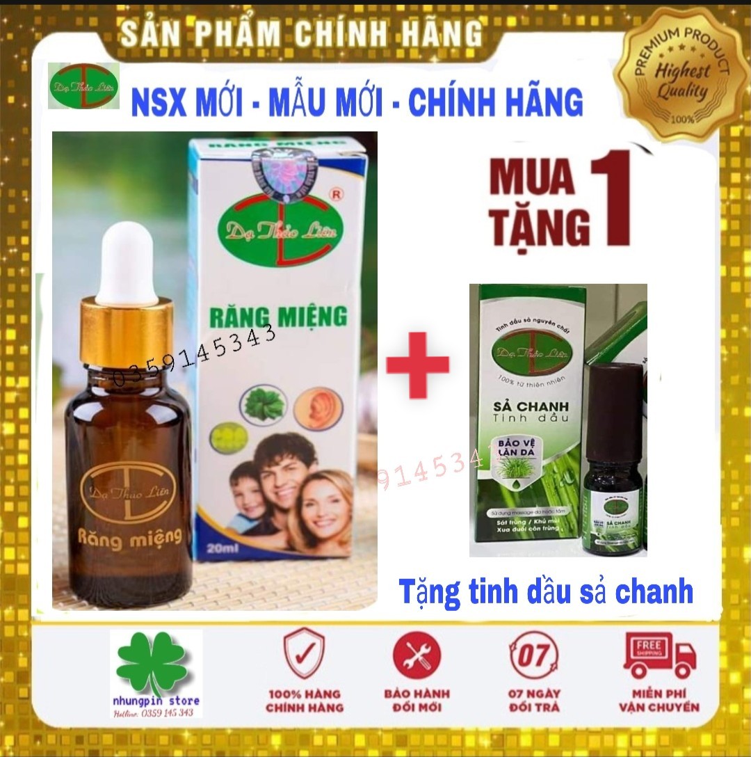 Tinh Dầu Răng Miệng Dạ Thảo Liên - Tặng 1 Tinh Dầu Xả Chanh Chiết Xuất 100% Từ Thiên Nhiên