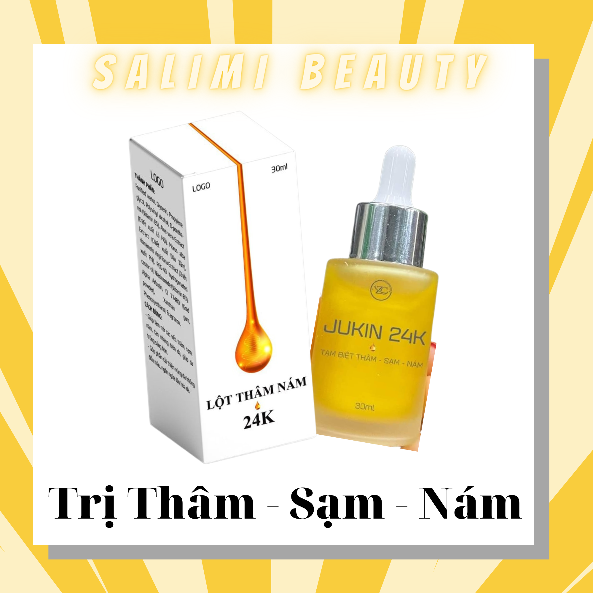 Jukin24K - Lột Sạch Nám Tàn Nhang Thâm Mụn Thâm Nách Hôi Nách Se Khít Lỗ Chân Lông Giúp Da Trắng Sáng Sau 1 Liệu Trình Sử Dụng - 30 Ml - Hàng Chính Hãng