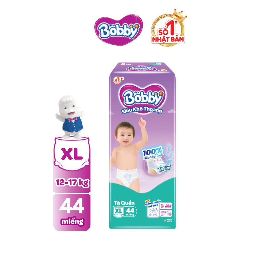 [SALE CUỐI THÁNG QUÀ TO] Tã/bỉm quần Bobby Super Jumbo 3mm Siêu khô thoáng XL42+2/XL44