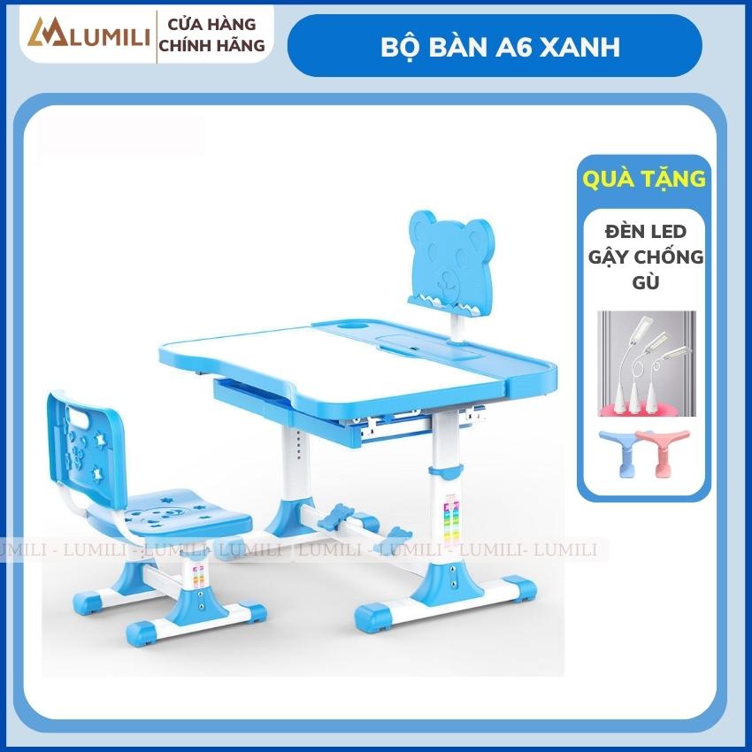 Bàn học sinh thông minh lumili  A601+ bàn học chống gù chống cận cho bé nâng hạ chiều cao bàn và ghế