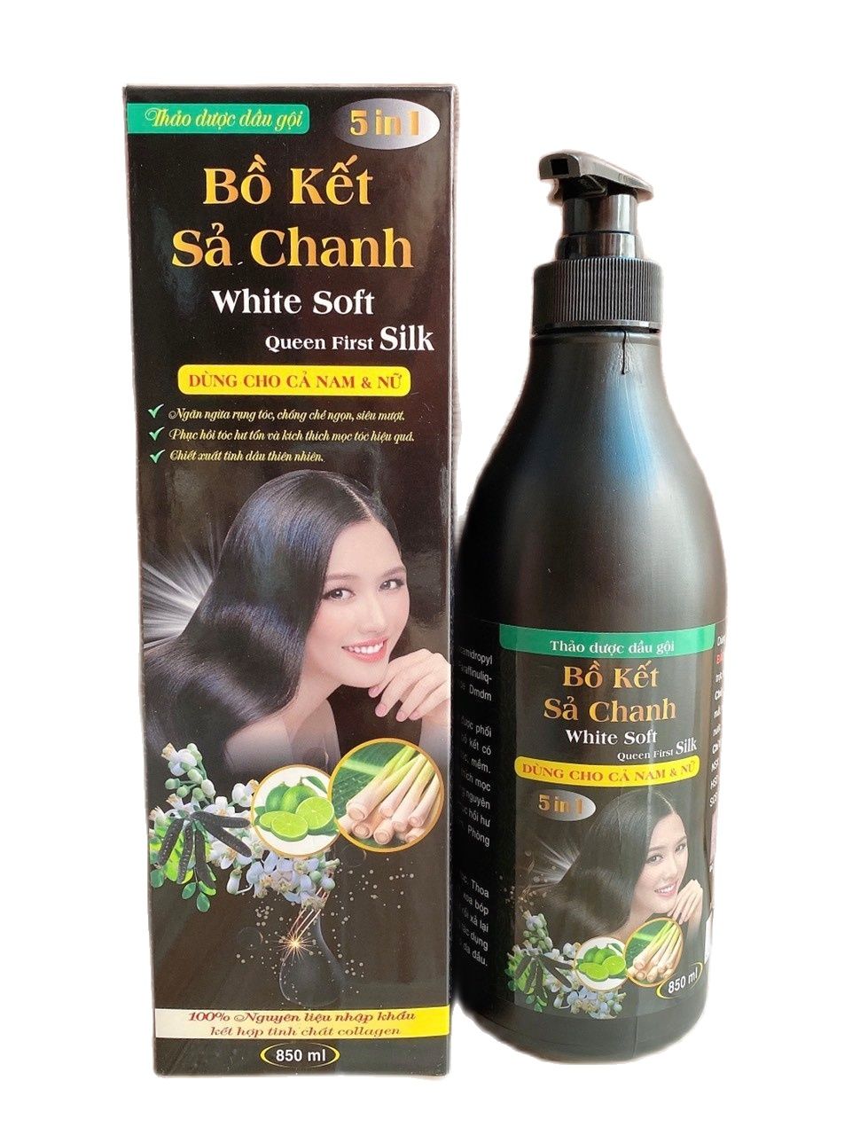 Dầu Gội Bồ Kết Chanh Xả Hoa Bưởi 850ml/Chai