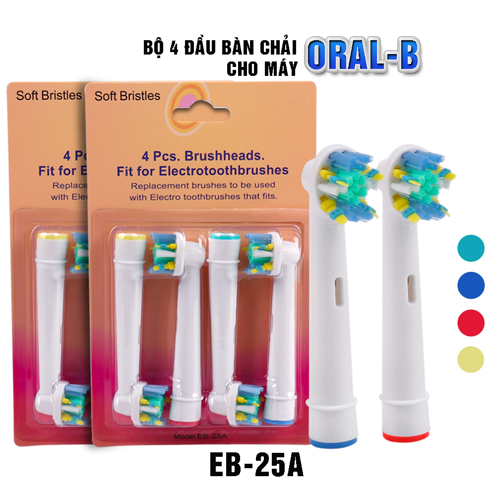 Cho Máy Oral - B Eb - 25A Flossaction Bộ 4 Đầu Bàn Chải Đánh Răng Điện - Đánh Tan Mảng Bám Minh House