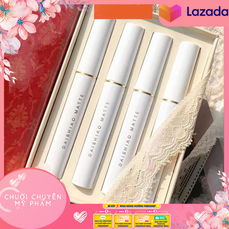 Set 4 Son Kem Lì LOOK BOOK DAISHIAO LACE Lipglaze Velvet Matteseries Vị Đào