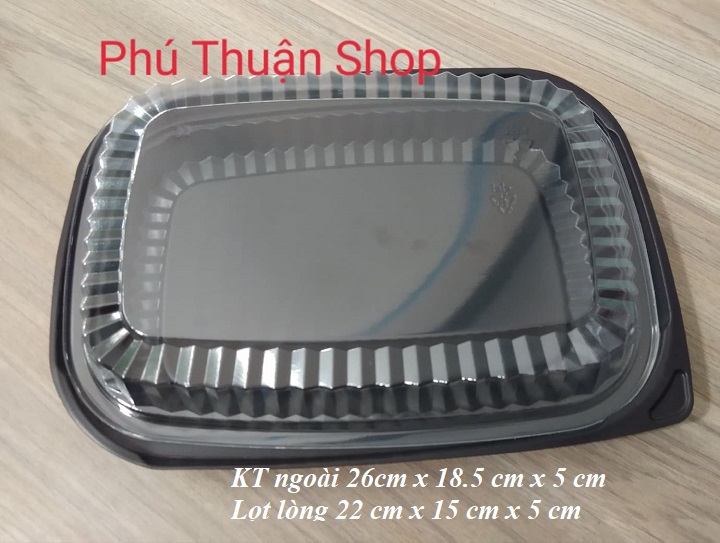 Set 20-50 Hộp HT203 đế trắng/ đen dùng đựng cá chép bánh rau câu sushi - Kích thước lọt lòng 22 cm x