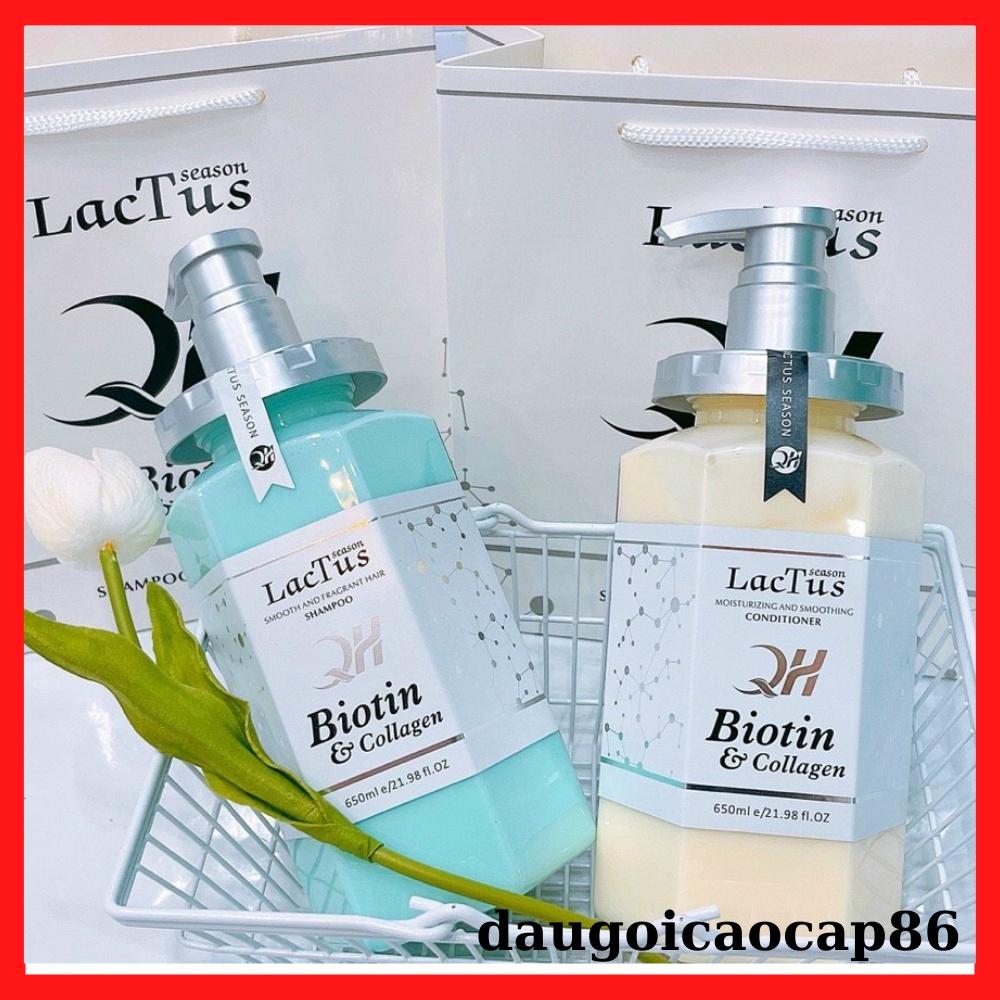 Dầu gội biotin QH lactus season giảm rụng tóc ngăn gàu dưỡng ẩm QH lactus season biotin collagen