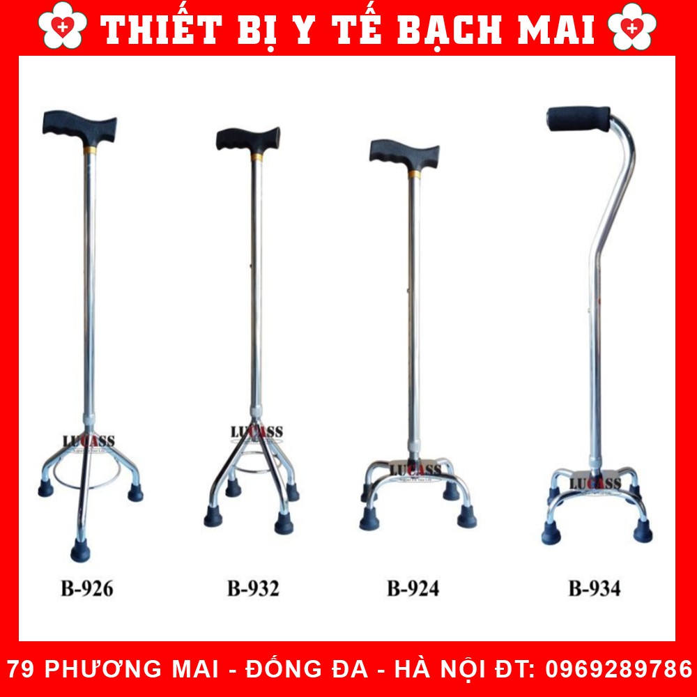 Gậy Tập Đi 3 4 Chân Lucass - Gậy Chống Người Già [Chỉnh Cao Thấp Được] - Gậy 4 Chân Cao