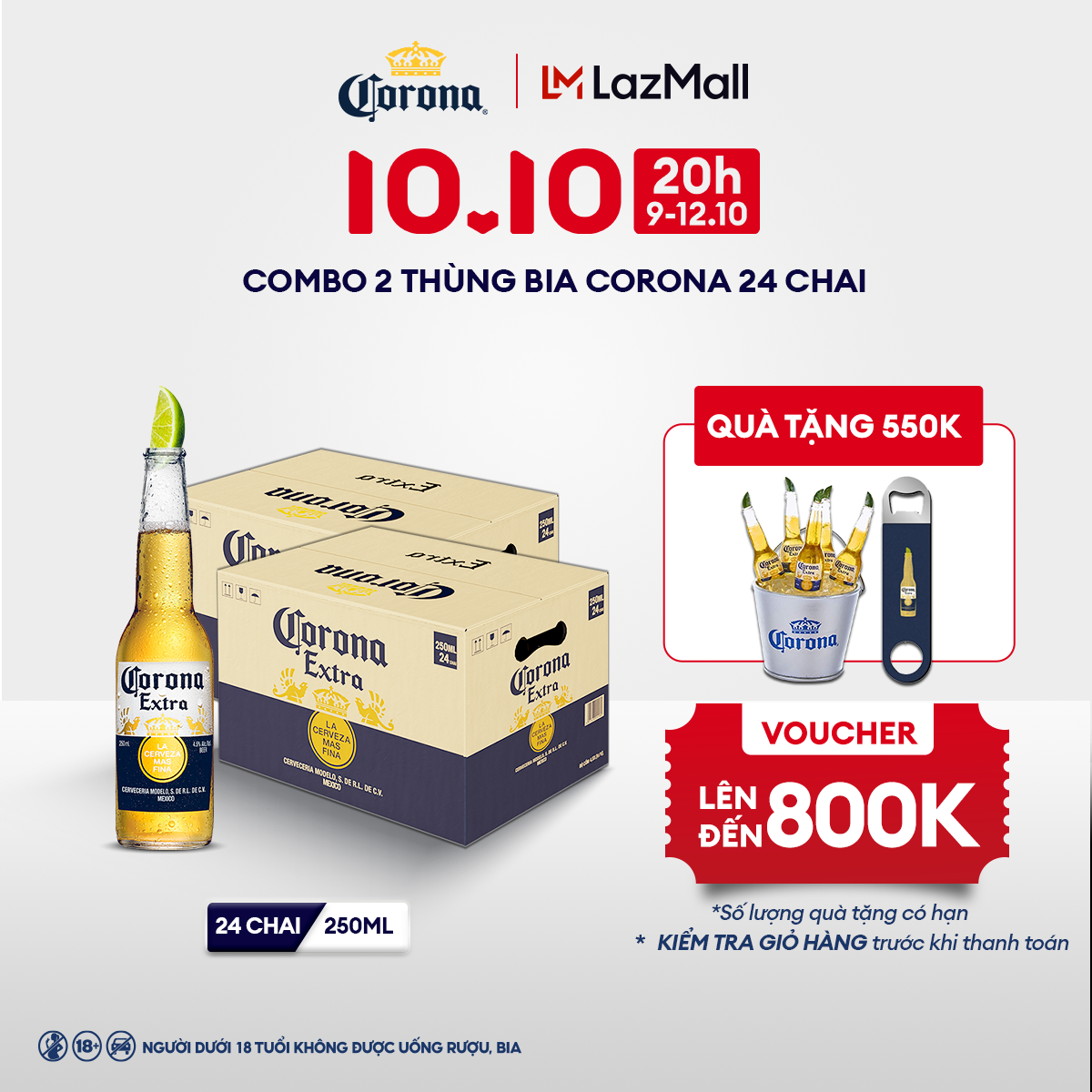 Combo 2 Thùng 24 Chai Bia Corona (250ml/chai) - Chỉ Giao Tỉnh