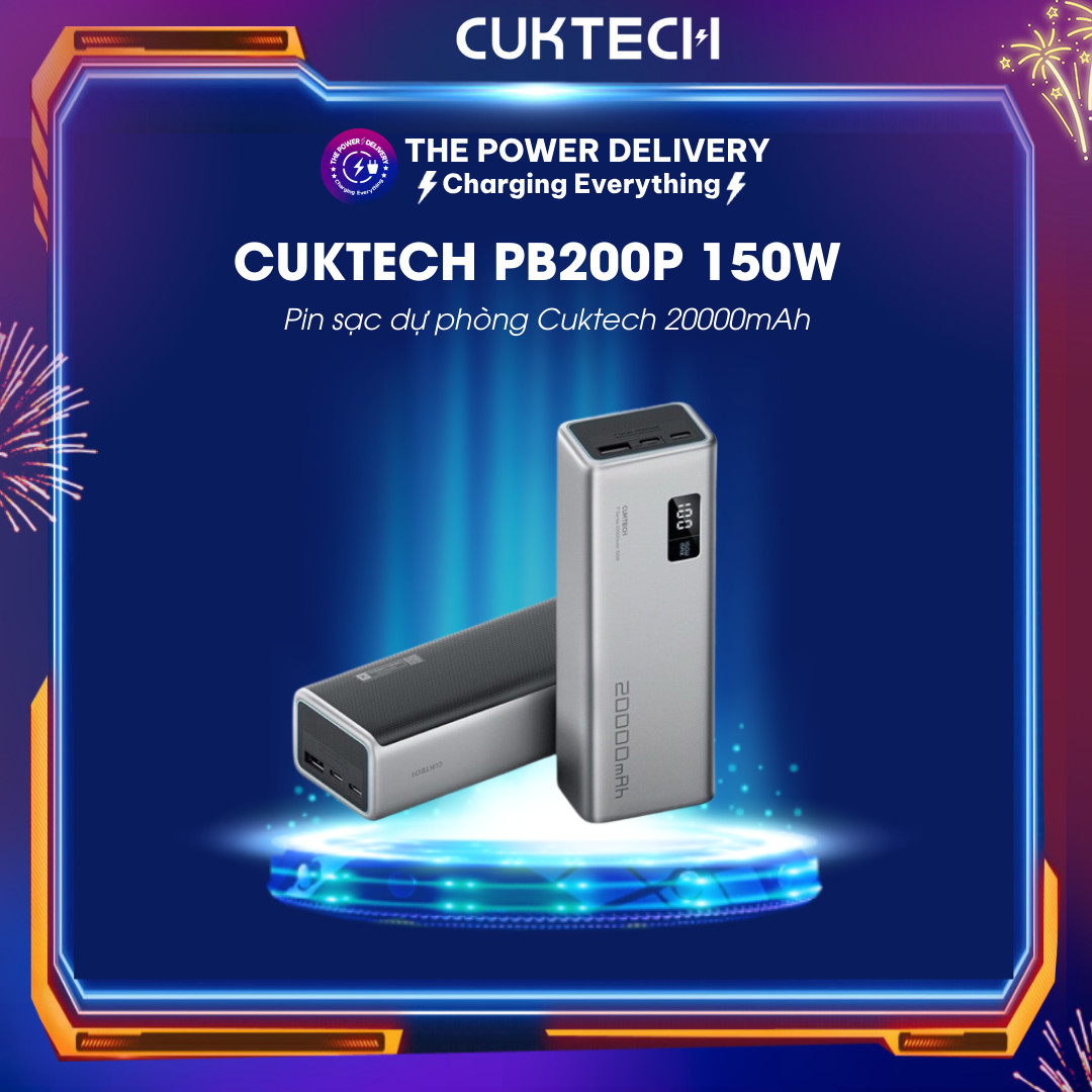 Pin sạc dự phòng Cuktech 150W PB200P 20000mAh Type C Max 120W PD 100W PPS 5A Mi Turbro charger 120W