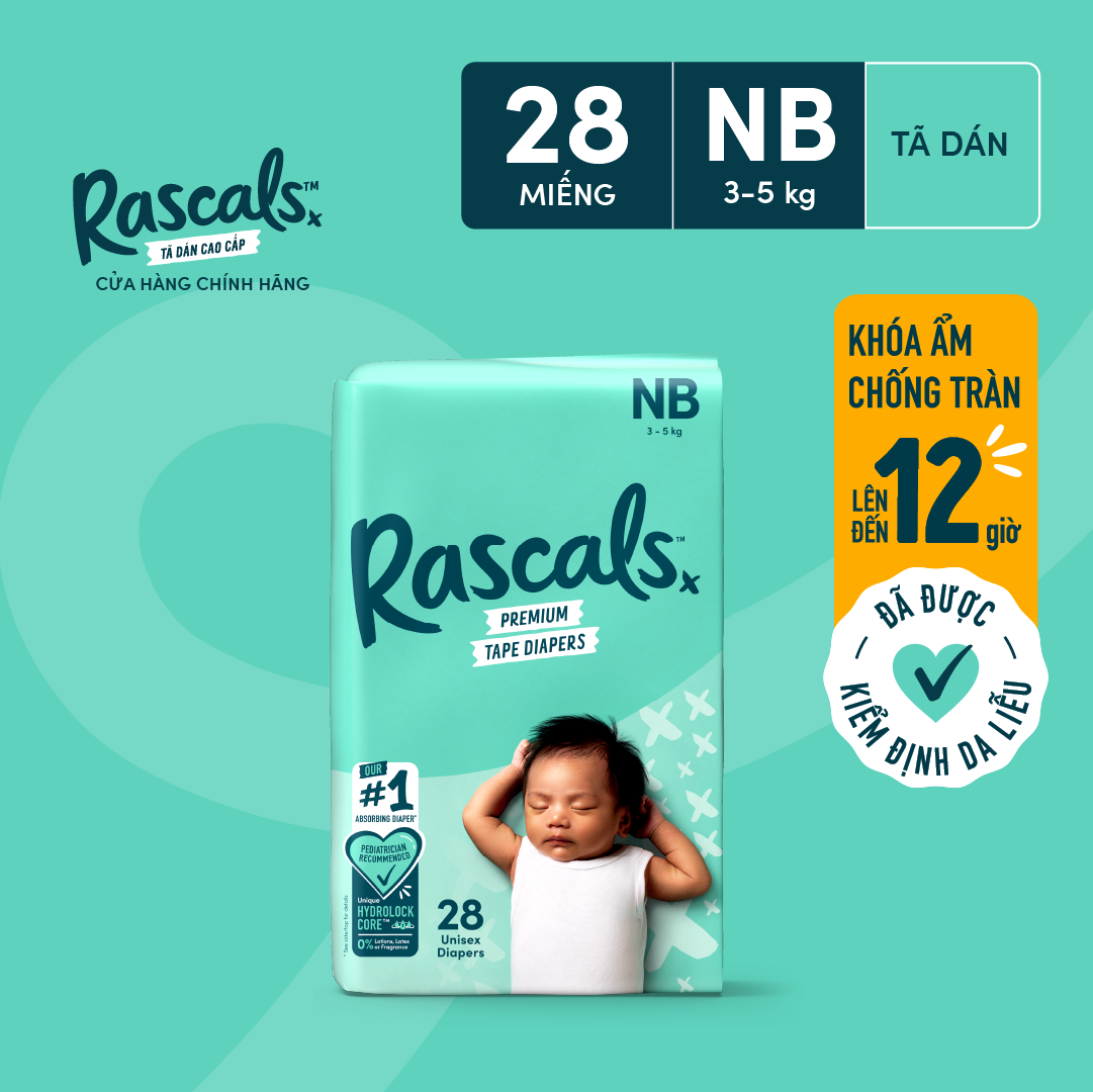 Tã/Bỉm Dán Rascals Size NB (3-5kg) 28 miếng