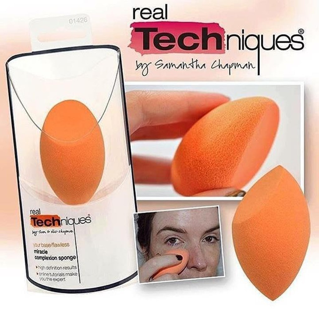Bông Mút Tán Nền Trang Điểm Cao Cấp Techniques 3 Mặt Với 3 Chức Năng Đánh Nền Makeup Căng Mịn Tiện Dụng