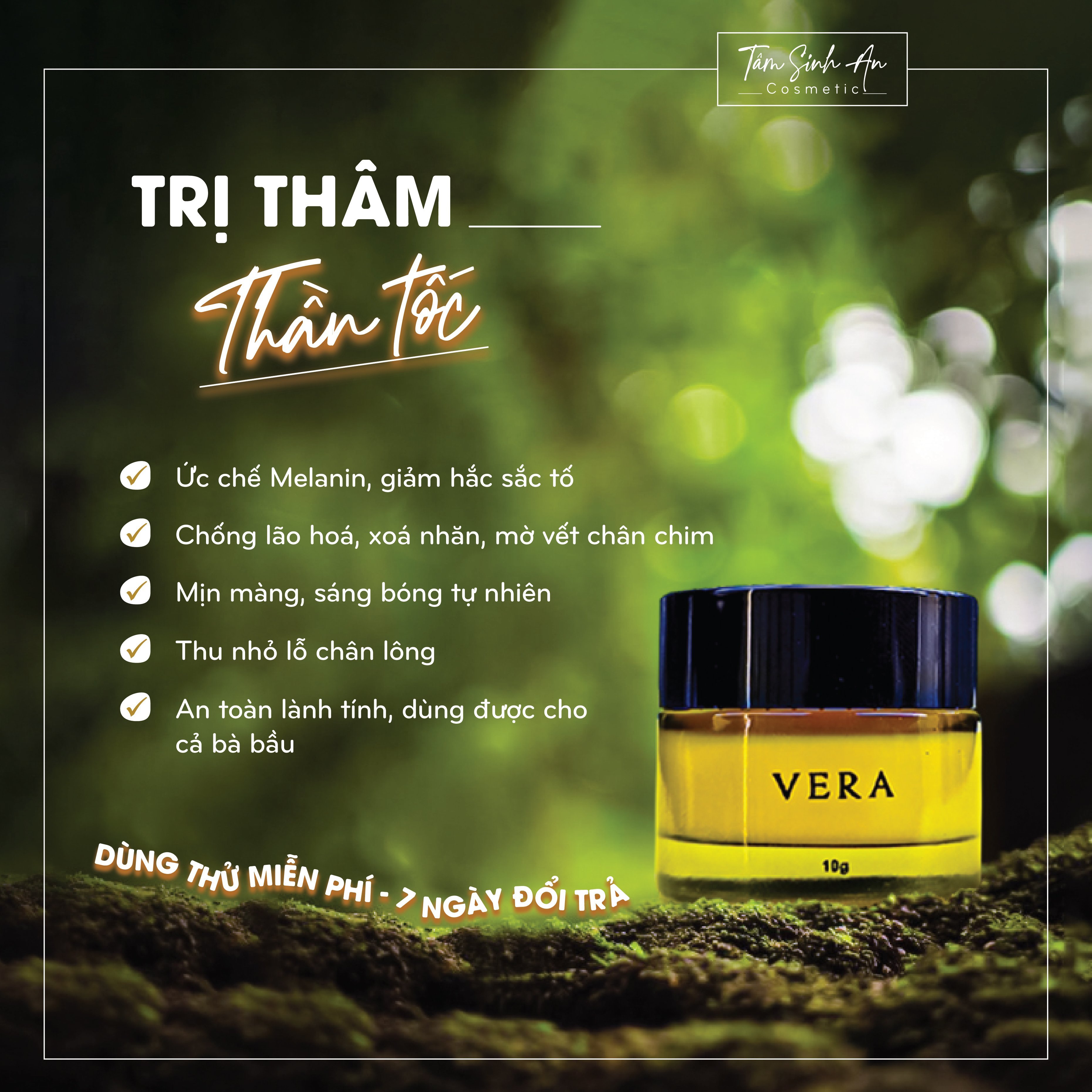 Kem Giảm Thâm Nách Bẹn Mông Mụn Quầng Mắt VERA Công Dụng 7 Trong 1 Tâm Sinh An Cosmetic – Mãi Mãi Tuổi 18