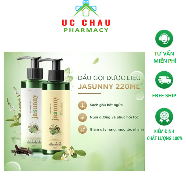 Jasunny dầu gội dược liệu jasunny dầu gội gàu giảm tóc khô gãy rụng mượt tóc chai 220ml