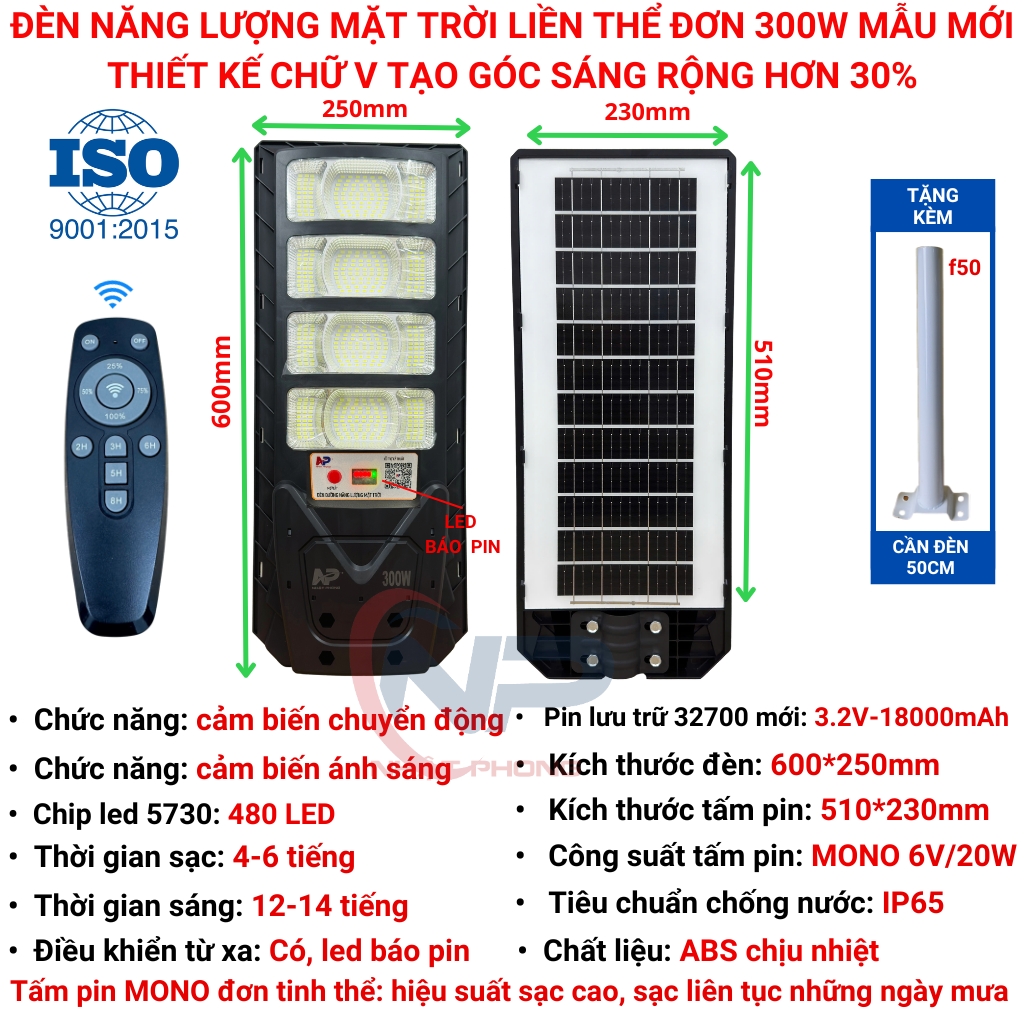 Đèn led Năng Lượng Mặt Trời đèn năng lượng mặt trời ngoài sân NHẬT PHONG SOLAR đèn đường liền thế 200W300W400W500W Cảm Biến Chuyển Động Pin Liền Đèn Chống Nước IP65 bảo hành 2 năm quà 2 cuộn băng điện