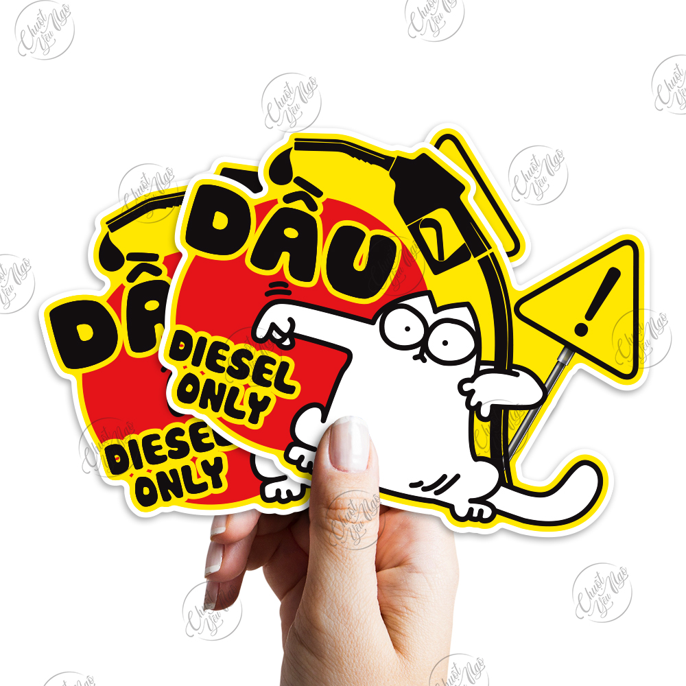 Miếng dán xăng dầu diesel only petrol only trang trí nắp bình xăng xe ô tô xe hơi decal chống thấm n
