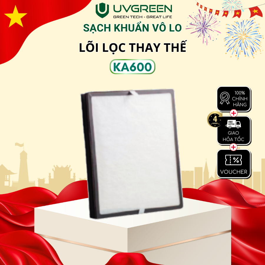 Màng Lọc (Lõi Lọc) HEPA H13 Diệt Khuẩn Cho Máy Lọc Không Khí UVGREEN KA600 FT - Bộ Lọc 3 Lớp Cấp Lọc