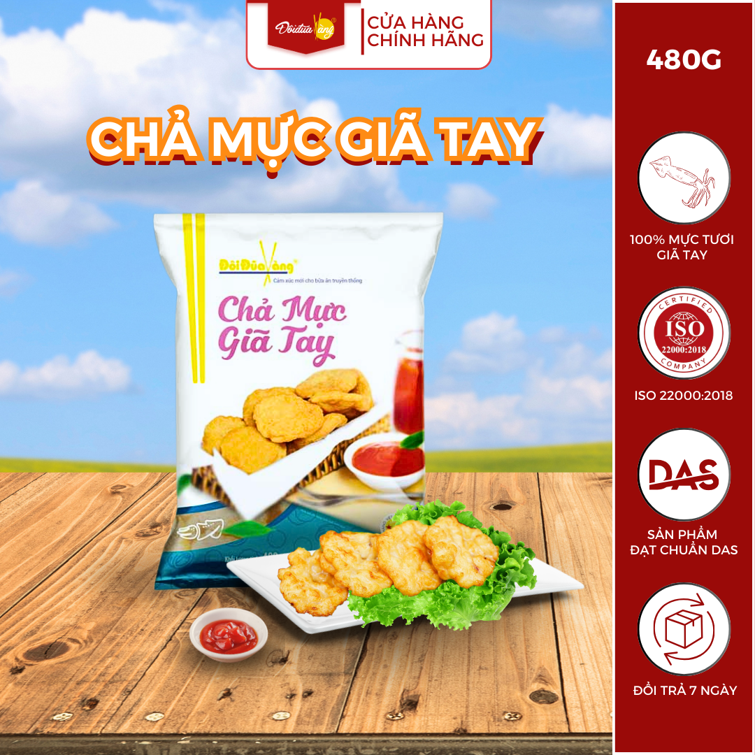 Chả mực giã tay Đôi Đũa Vàng tươi ngon đặc sản Hạ Long gói 480g - giao tại Hà Nội và Hồ Chí Minh