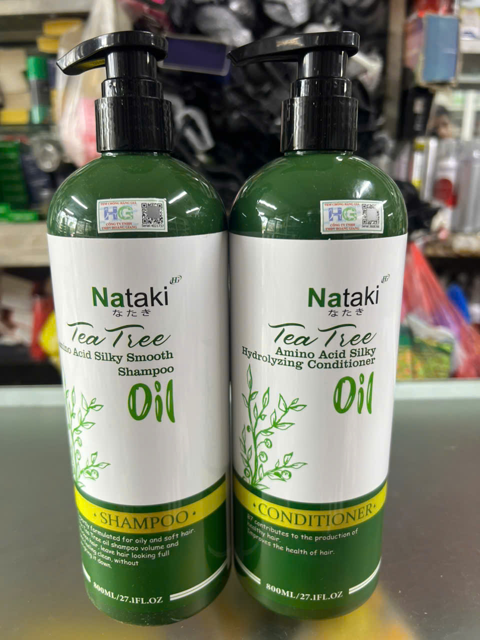 Cặp Dầu Gội Xả Phục Hồi Tinh Dầu Cây Trà NATAKI Tea Tree Oil 800ml x2