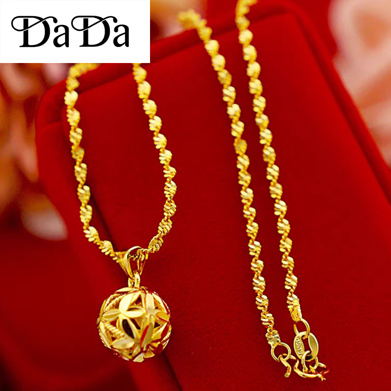Vòng cổ vàng 24K chính hãng dành cho nữ - Trang sức cưới mặt dây chuyền hình tròn