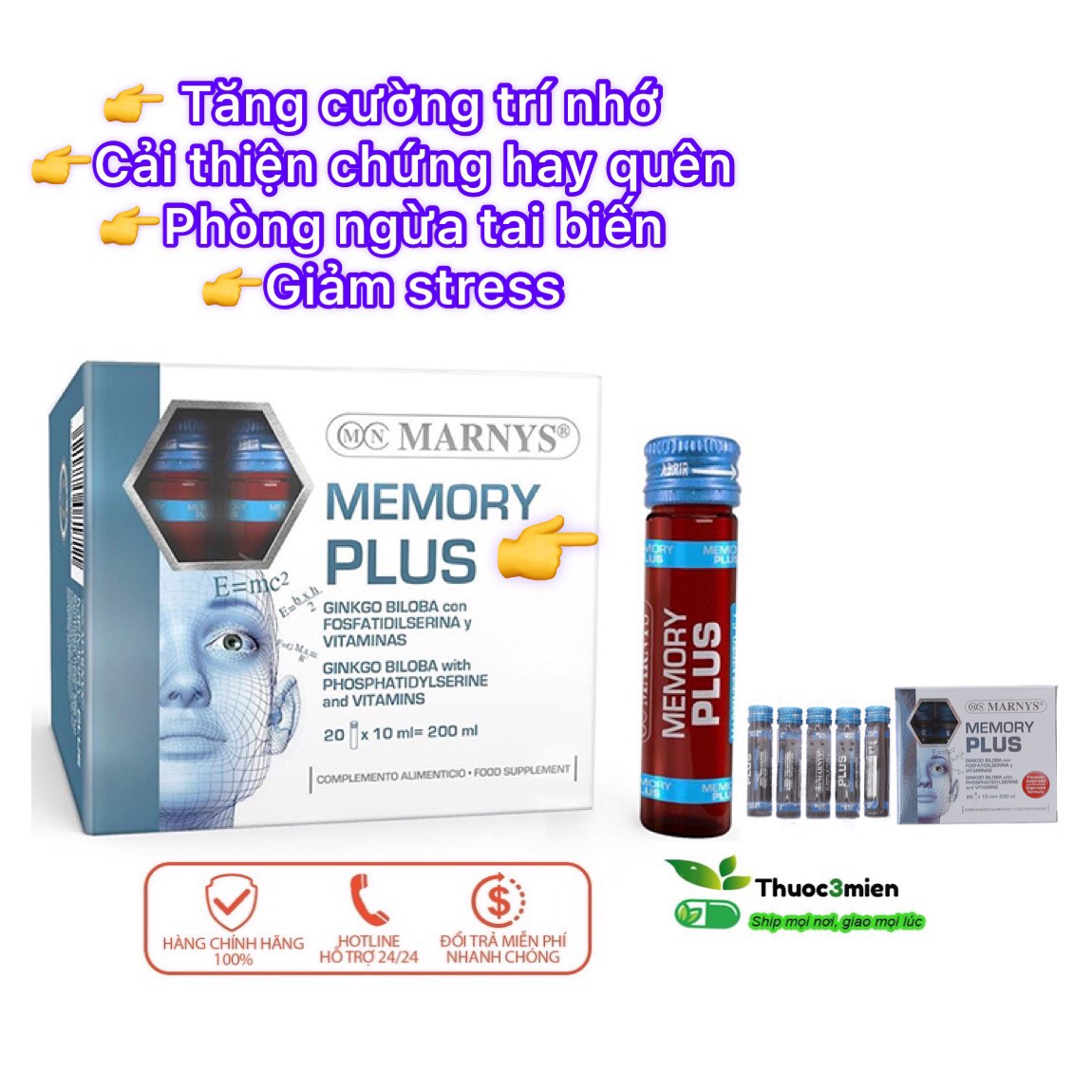 Memory Plus - Tăng Cường Trí Nhớcải Thiện Chứng Mau Quên Giảm Stress