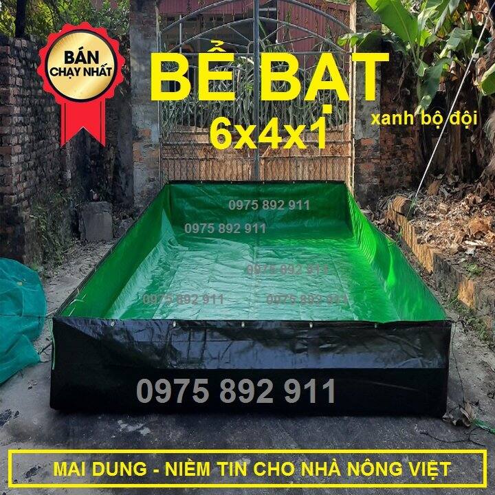 [THIẾT BỊ CHĂN NUÔI DUNG MAI] Bể bạt nuôi ốc ếch cá lươn  chạch - loại to xanh bộ đội - 6x4x1