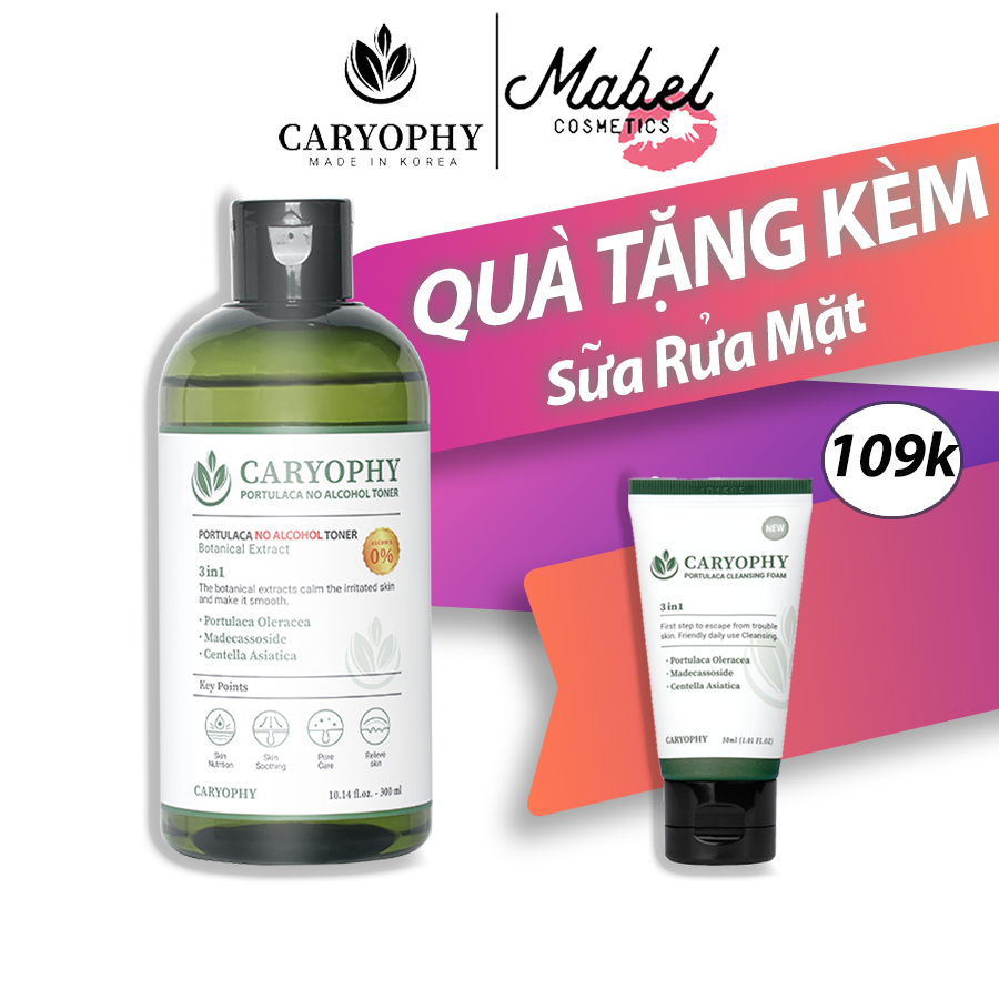 [Hcm]Toner Caryophy Portulaca 300Ml - Không Cồn Ngừa Mụn Cấp Ẩm Giúp Cân Bằng Độ Ph